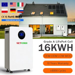 Victpower 48V 51.2V LiFePO4 Solar Battery 100Ah 200Ah 300Ah 314Ah 5kWh 10kWh 15kWh 16kWh 8000 Cycle EU Household Home Energy Storage | All-In-One 10KW 15KW 16KW Solar Inverter Wall-Mounted Power Wall with EMS WiFi CAN Output
